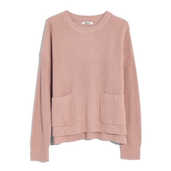 Madewell Sweaters - Madewell Patch Pocket Pullover Sweater in Heather Rosewater Pink Size M